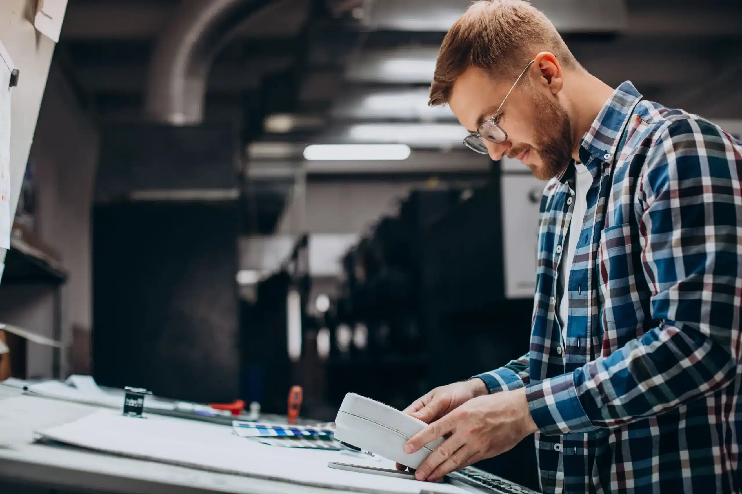 Man working in printing house