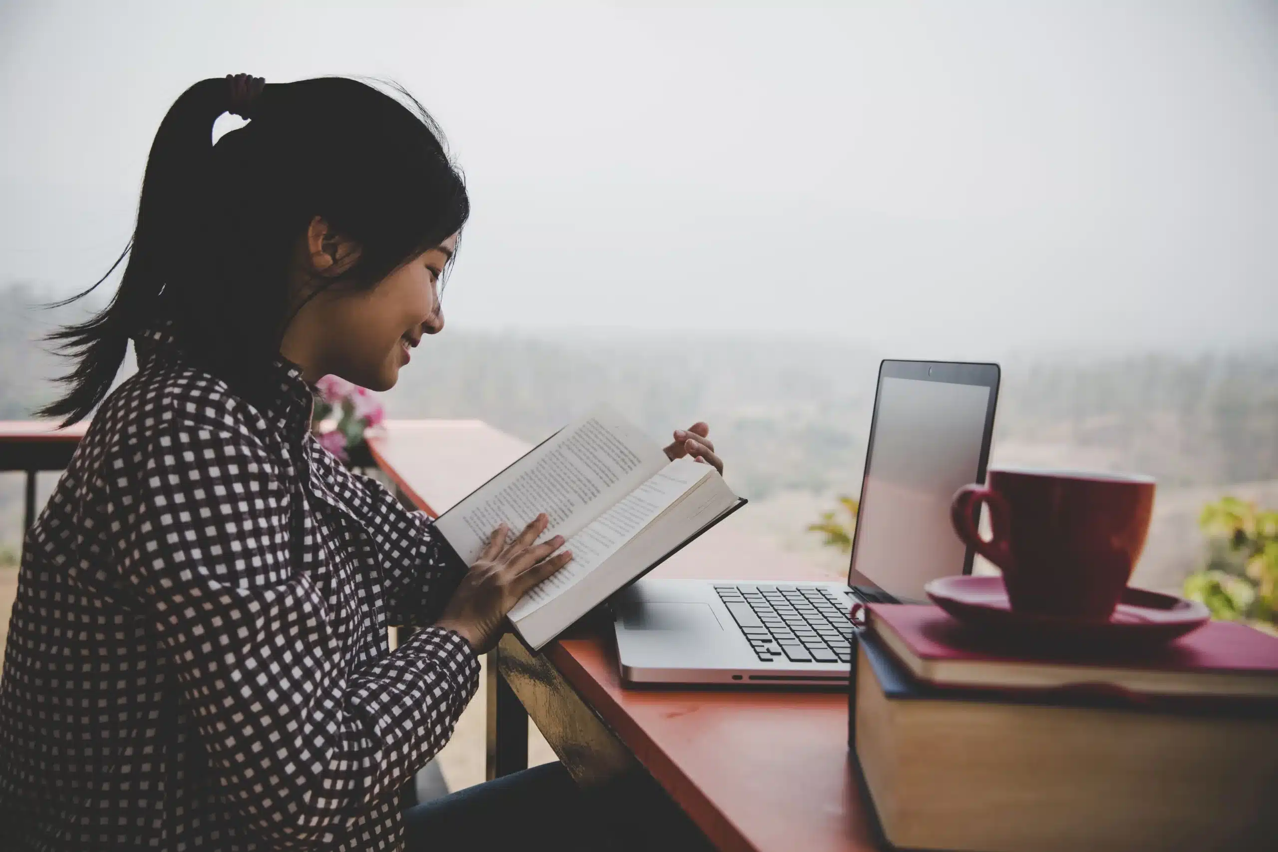 girl reading a book